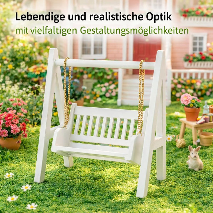 1/12 Puppenhaus Schaukel, Miniatur Holz Schaukel mit Goldener Kette, Wei?e Veranda Dekoration fr Sam