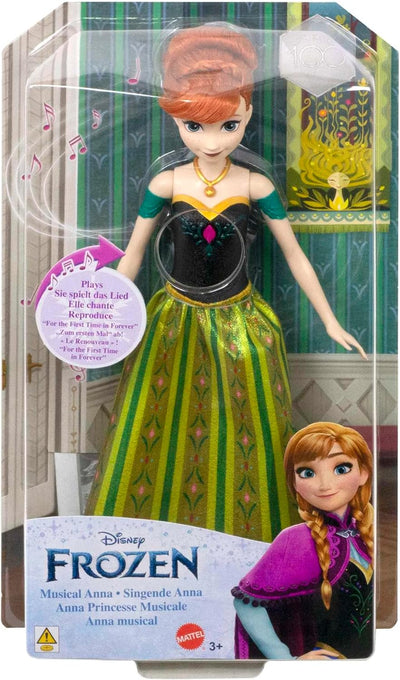 Disney Frozen Disney "Die Eiskönigin" Spielzeug, Anna-Musikpuppe in charakteristischer Kleidung, spi