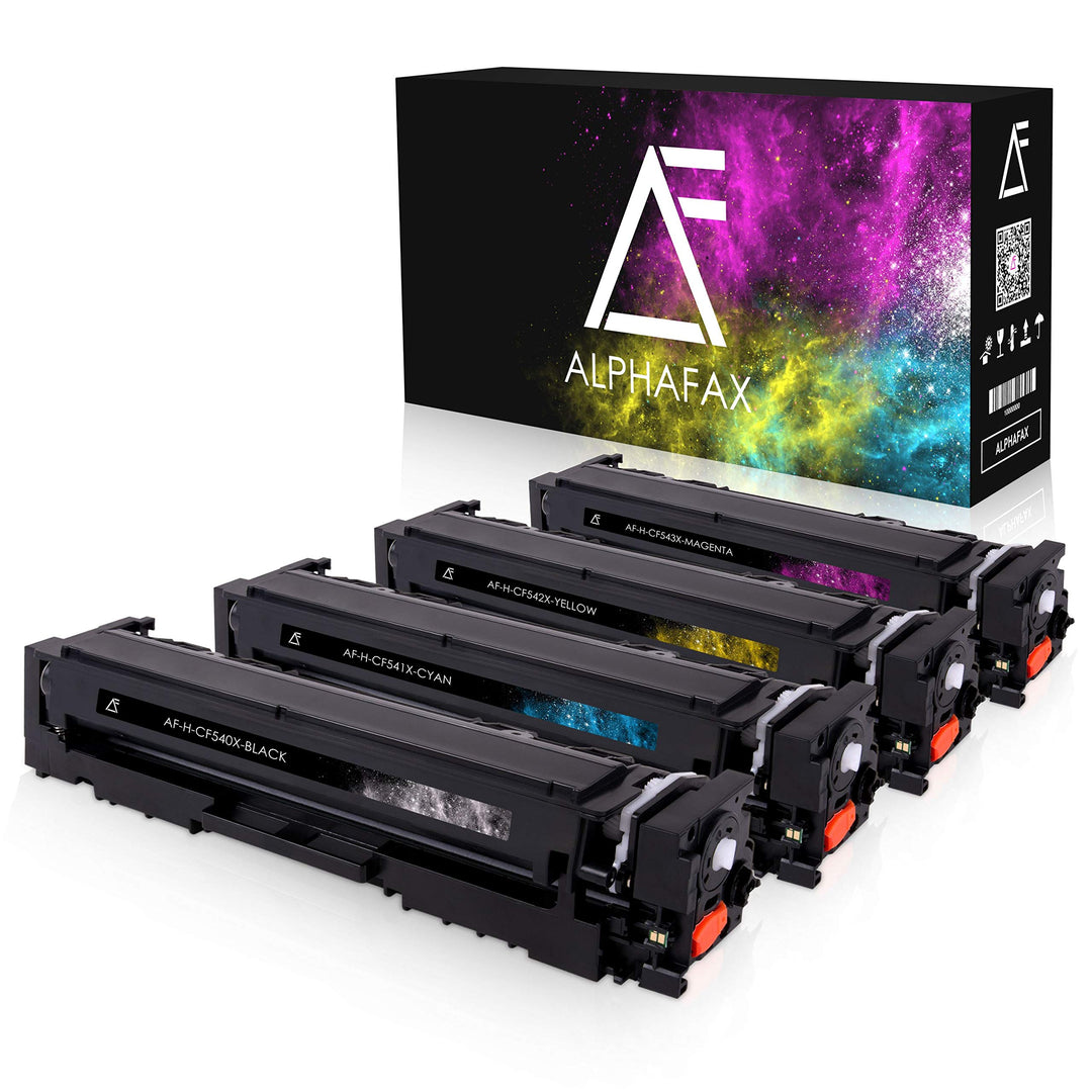 4X Alphafax XL Toner ersetzt HP 203X CF540X CF541X CF542X CF543X Multipack Schwarz Cyan Magenta