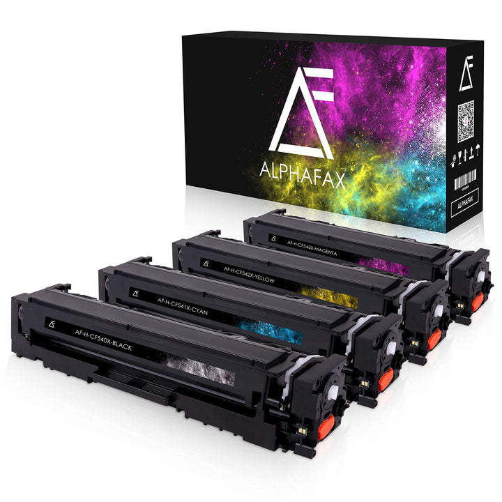 4X Alphafax XL Toner ersetzt HP 203X CF540X CF541X CF542X CF543X Multipack Schwarz Cyan Magenta