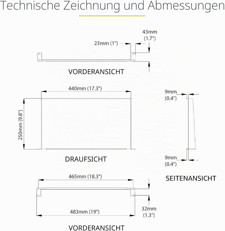 StarTech.com 1HE Serverschrank Fachboden - 1U Universal-Rack-Montage-Server-Rack-Regal für 19" Netzw