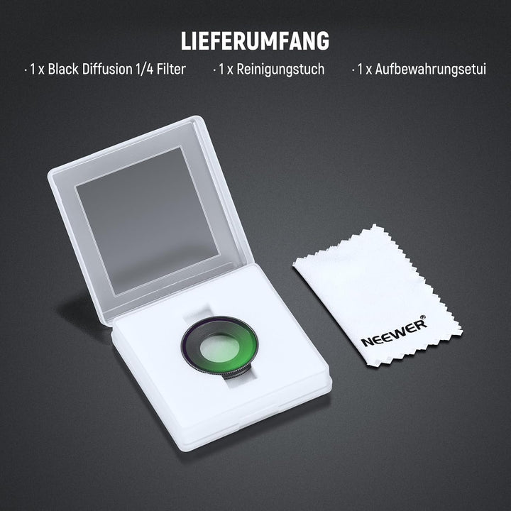 NEEWER 1/4 Black Diffusion Filter für einen filmischen Nebeleffekt, kompatibel mit der Insta360 GO U
