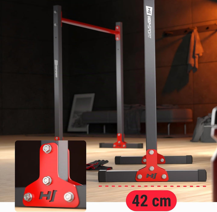 HS Hop-Sport Dipstation Dip Ständer HS-D011 Dipper Station Klimmzug Barren Rack Graphit, Graphit