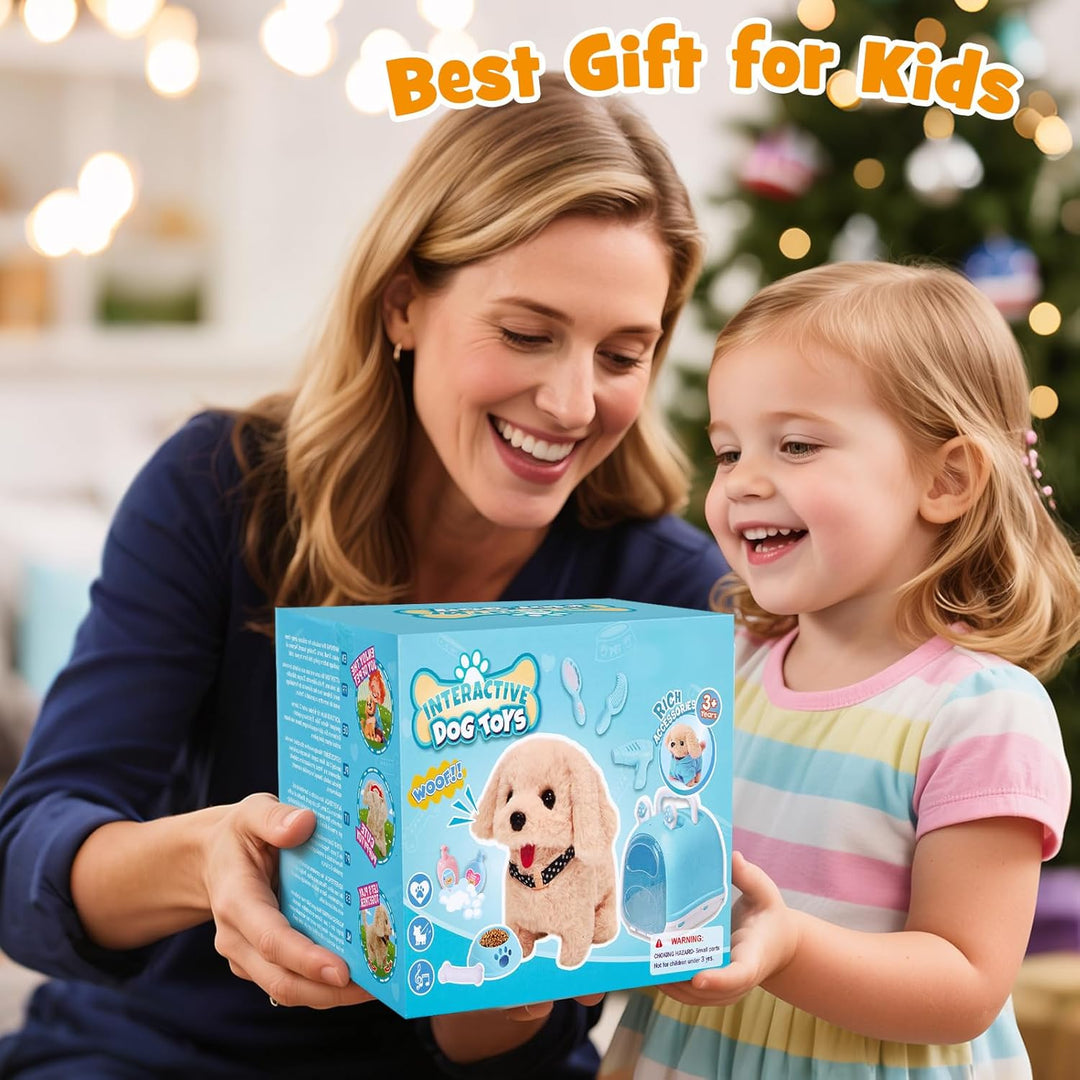 Tacobear Hund Spielzeug Kinder der Läuft und Bellt, Elektrischer Hund mit Leine Hundekäfig Hundemant