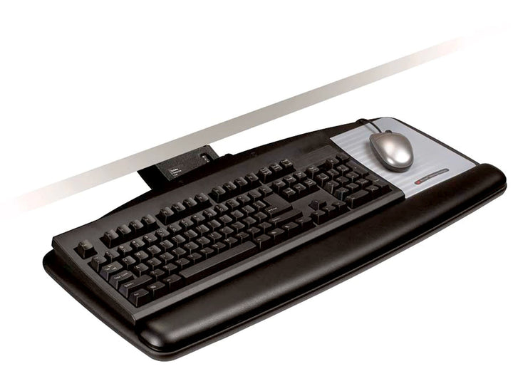 3M Sit/Stand Keyboard Tray, Simply Turn Knob to Adjust Height and Tilt, Sturdy Tray Includes Gel Wri