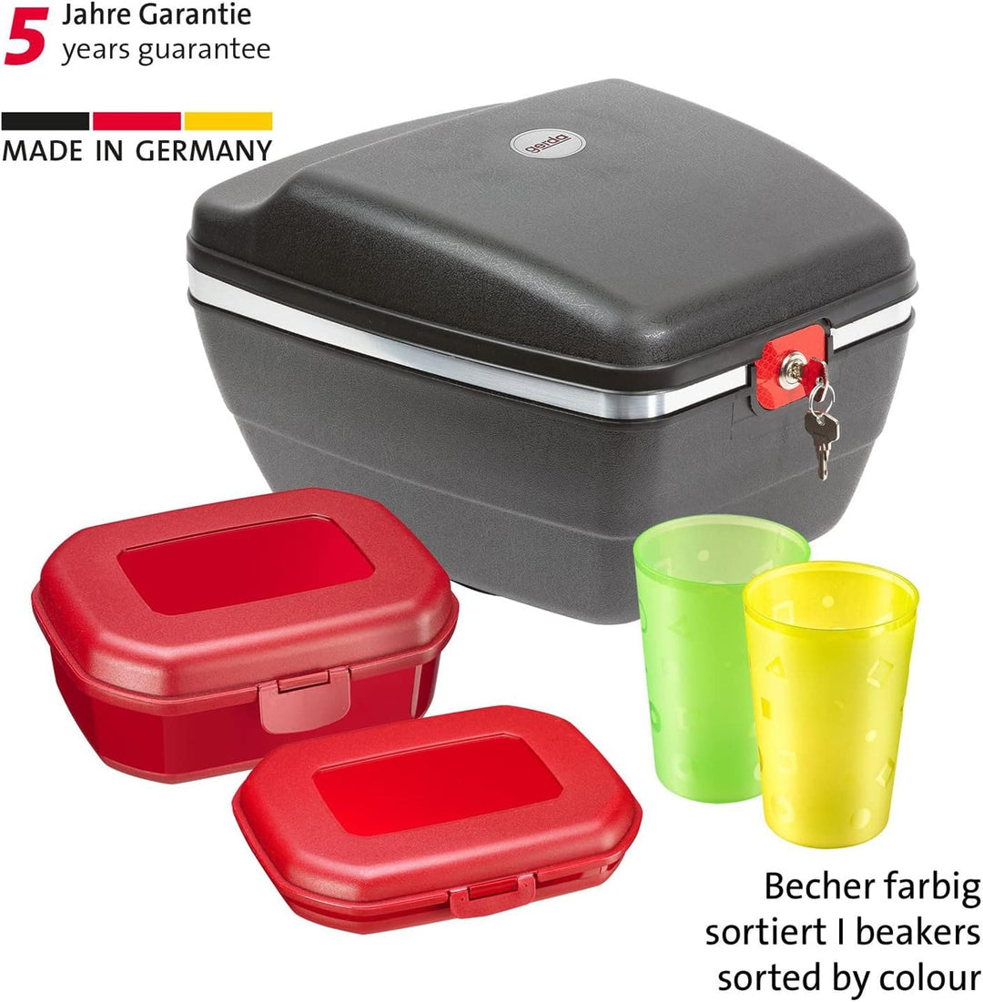 Westmark Fahrrad-Set: 1 Radkoffer für alle Gepäckträger, 2 Snack-Boxen, 2 Trinkbecher, Kunststoff, G