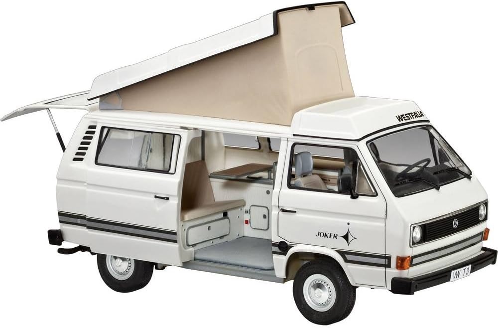 Revell RV07344 Modellbausatz Auto 1:25 - Volkswagen VW T3 Bulli Camper im Massstab 1:25, Level 3, or