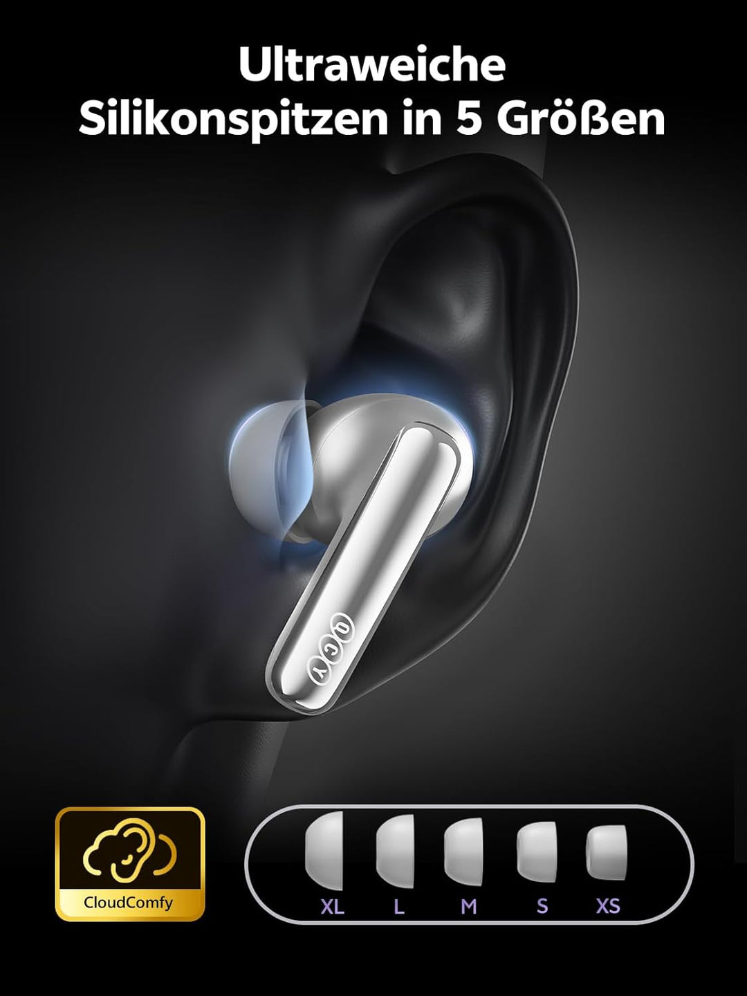 QCY MeloBuds N70 Bluetooth Kopfhörer mit Adaptive Hybride Geräuschunterdrückung,-56dB Noise Cancelli