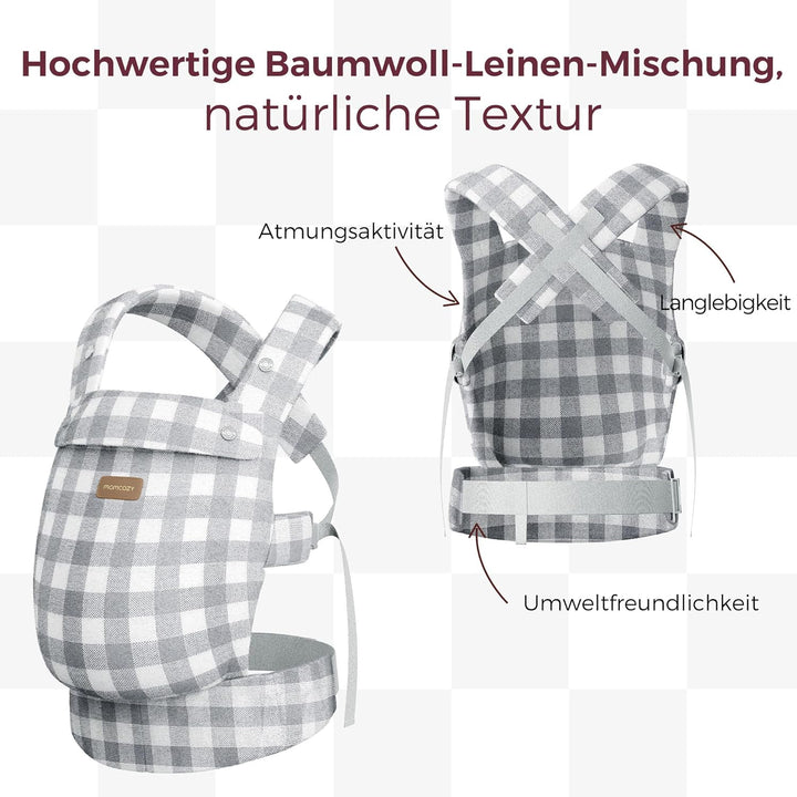 Momcozy Baby-Trage aus Natur-Baumwoll-Leinen: Besonders langlebig, ergonomisch, leicht &amp; komfortabel