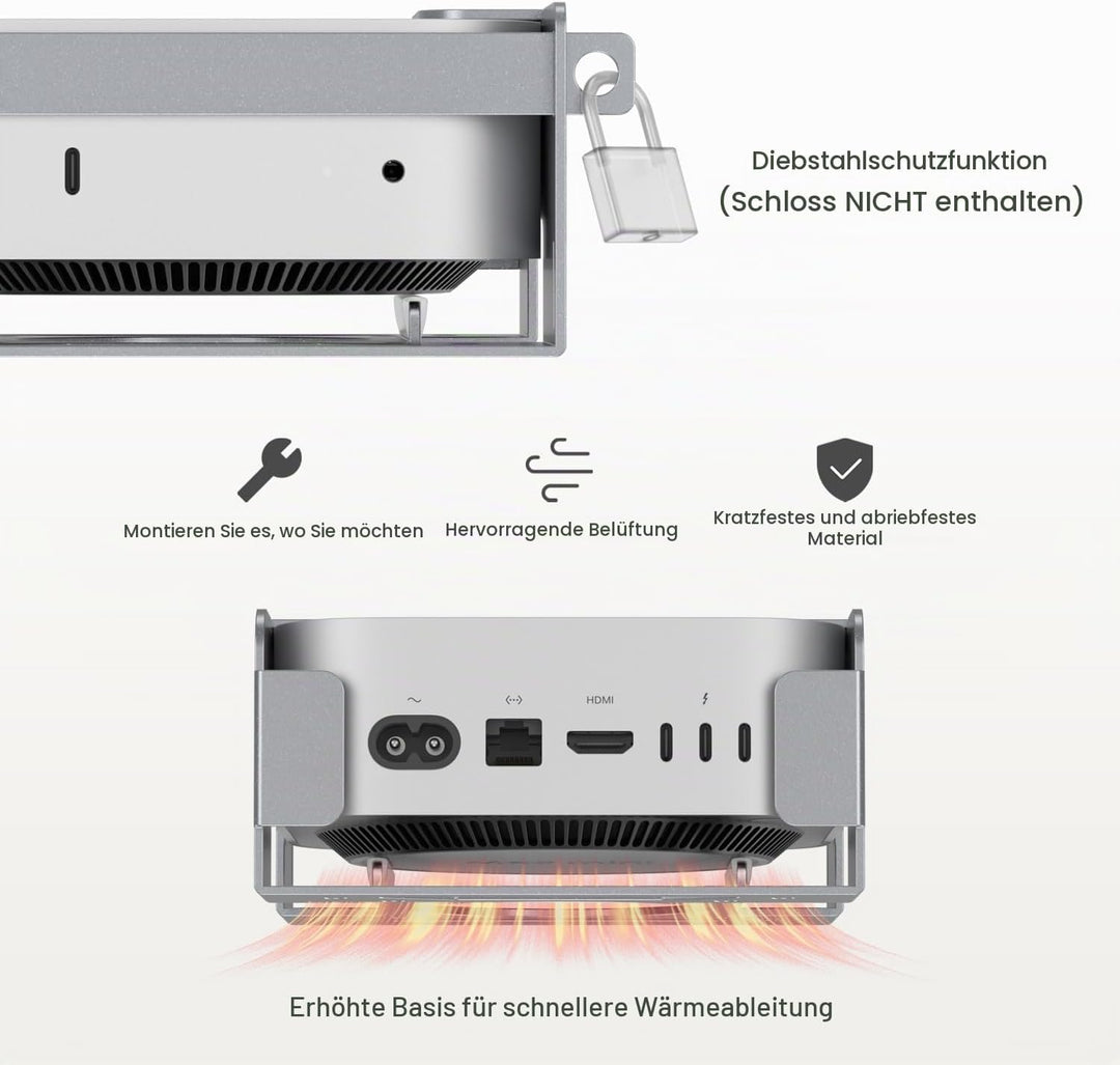Fasgear Aluminiummetall VESA Halterung für Mac-mini M4 Pro/2024,Halterung Unter Schreibtisch/Wandhal