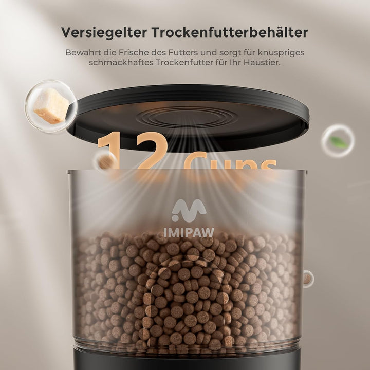 IMIPAW Futterautomat Katze, 5G | 2.4G WiFi Katzenfutter Automat, APP-Steuerung Futterspender für Kat