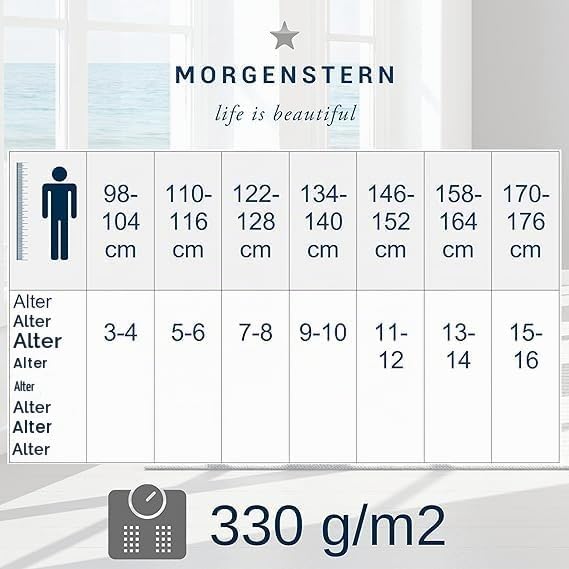 Morgenstern Bademantel Kinder &amp; Teenager I Kapuze I 100% Baumwolle I Frottee Velours I Lang 170-176