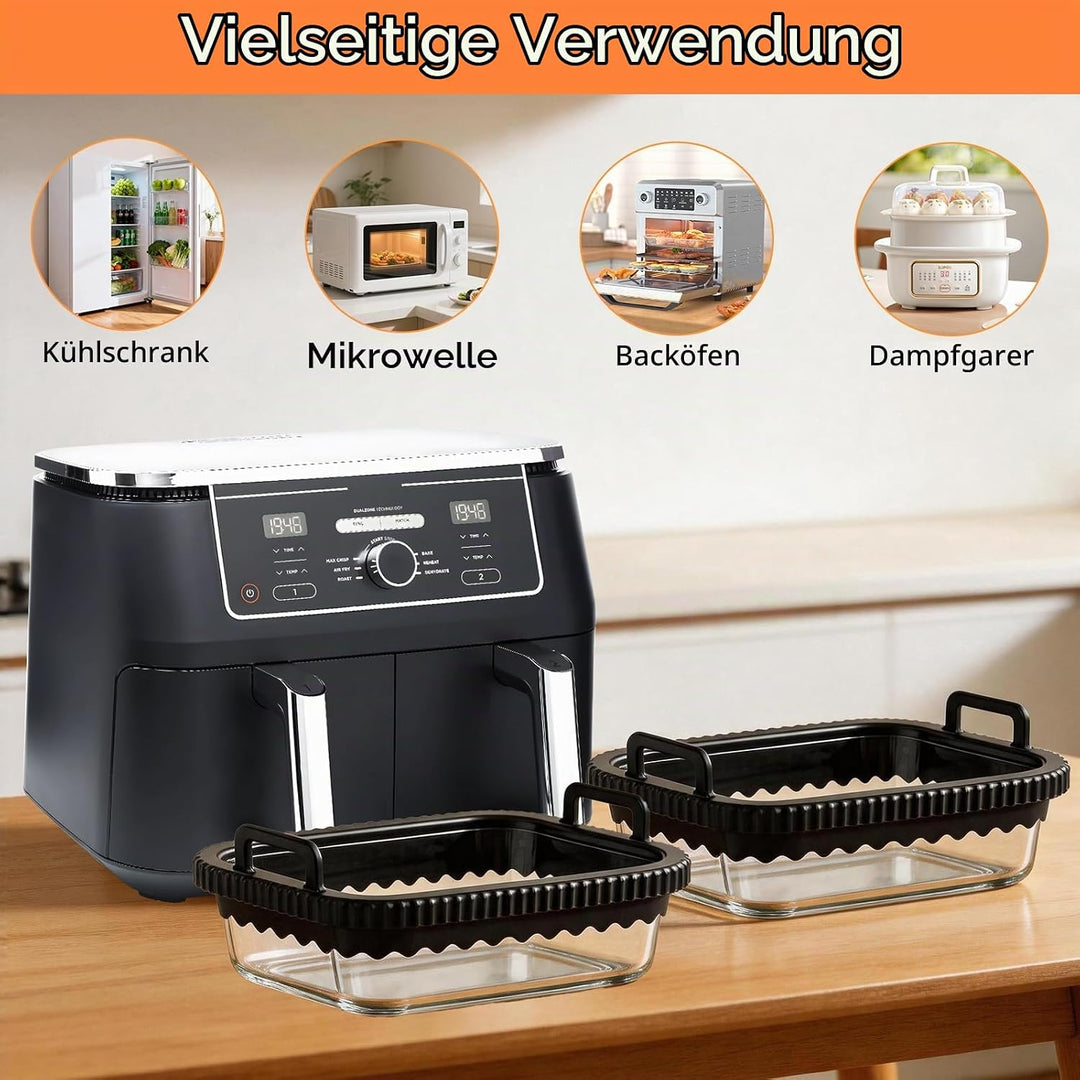 2 Stück Auflaufform Airfryer mit Herausnehmbarer Silikongriffen für Ninja AF400EU/DZ400EU/AF500EU fü