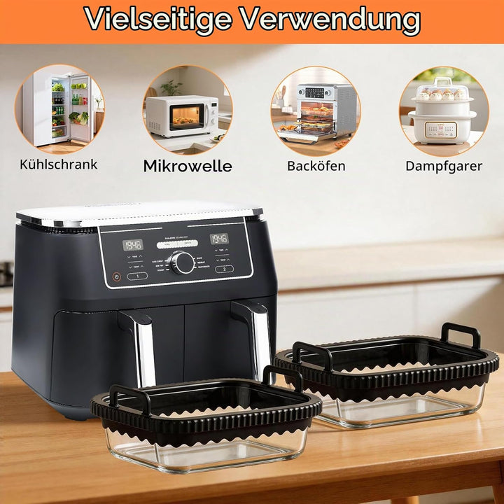 2 Stück Auflaufform Airfryer mit Herausnehmbarer Silikongriffen für Ninja AF400EU/DZ400EU/AF500EU fü
