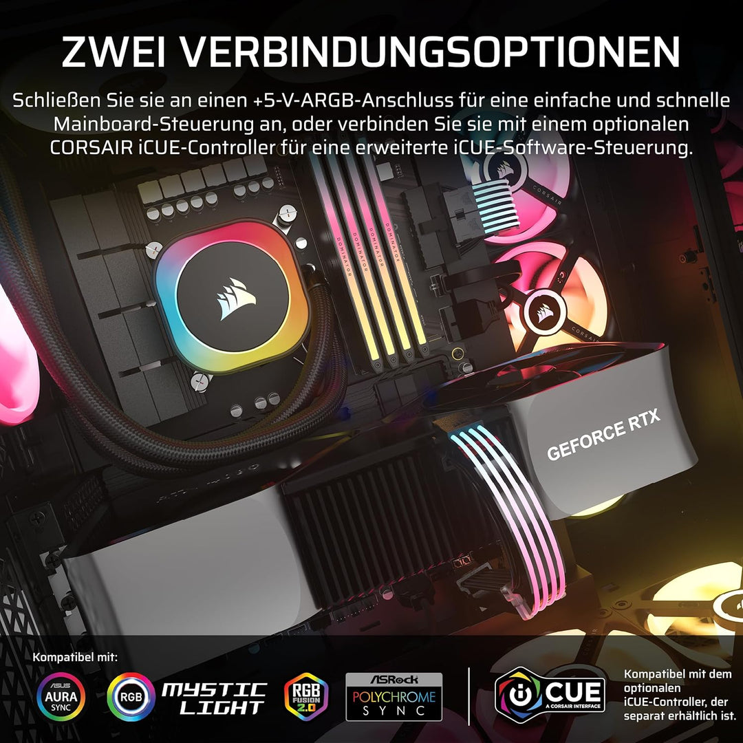 Corsair iCUE ARGB PSU Kabelbinder – 2X 200mm LED-Streifen – 100 RGB-LEDs pro Streifen – Passt zu Jed