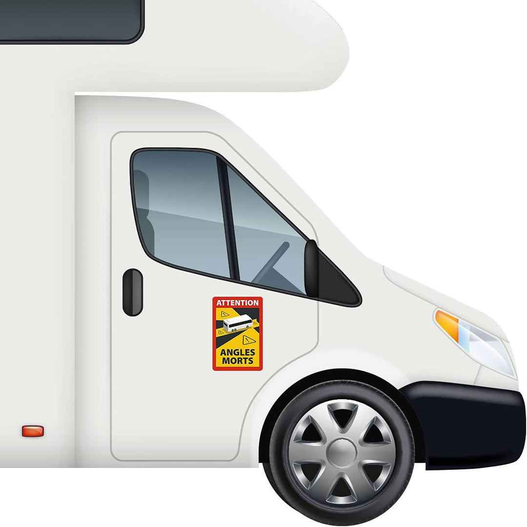 Angles Morts - Toter Winkel - Schild magnetisch A5,4 Stück, Hinweisschild für Bus-Wohnmobil