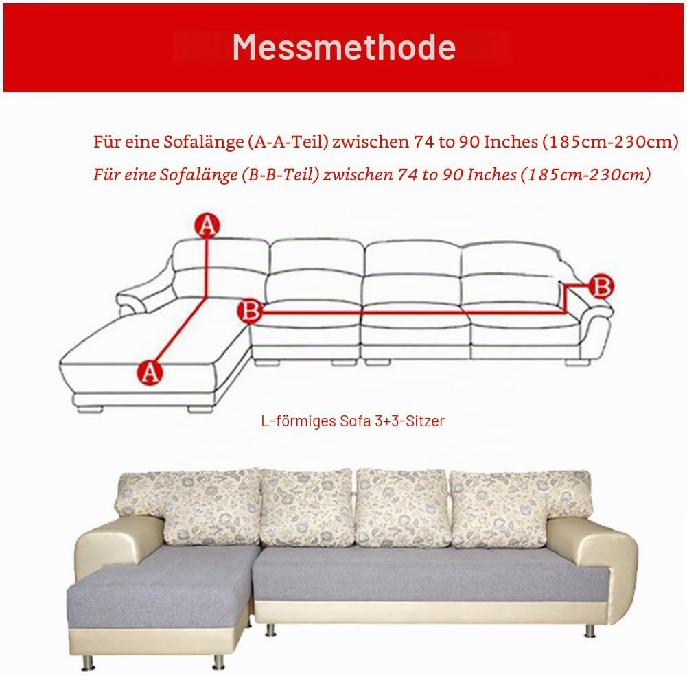 ShowyLive Sofa Überzug Couch Überzug 2er Set für Ecksofa L-Form Sofabezug 3 Sitzer+3 Sitzer, mit 2 S