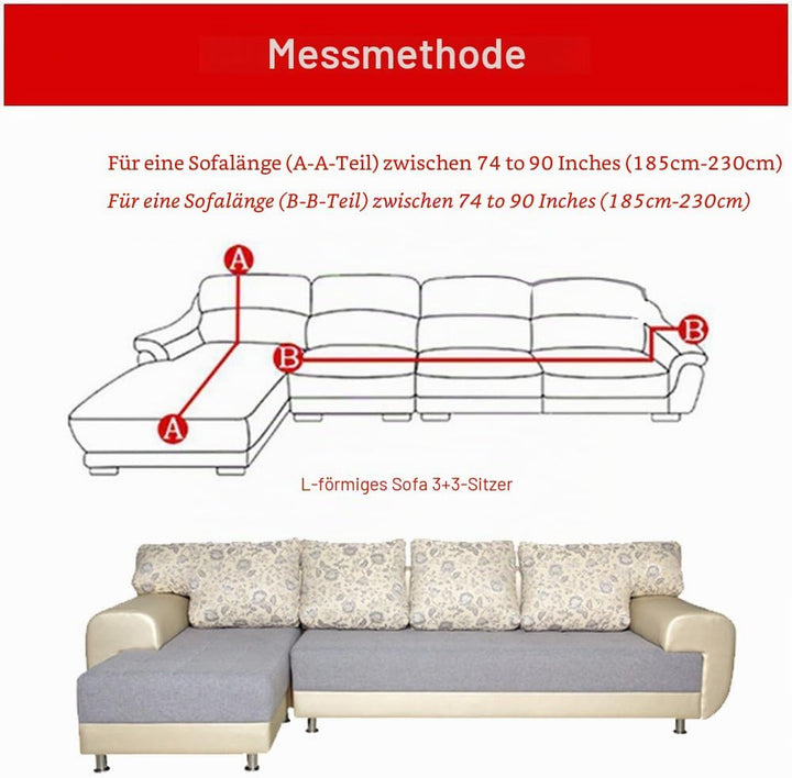ShowyLive Sofa Überzug Couch Überzug 2er Set für Ecksofa L-Form Sofabezug 3 Sitzer+3 Sitzer, mit 2 S