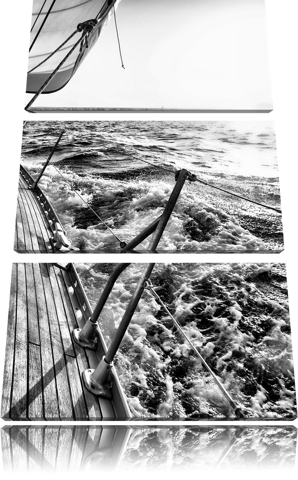 Pixxprint Segelboot im Meer als Leinwandbild | Grösse: 3 Teilig (120x80) | Wandbild| Kunstdruck | fe