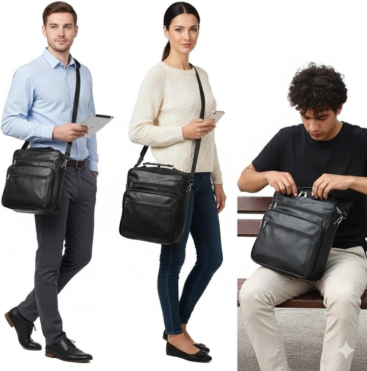 Business Arbeitstasche Herren Damen – Leder Umhängetasche/Schultertasche/Messenger Bag – Wasserabwei