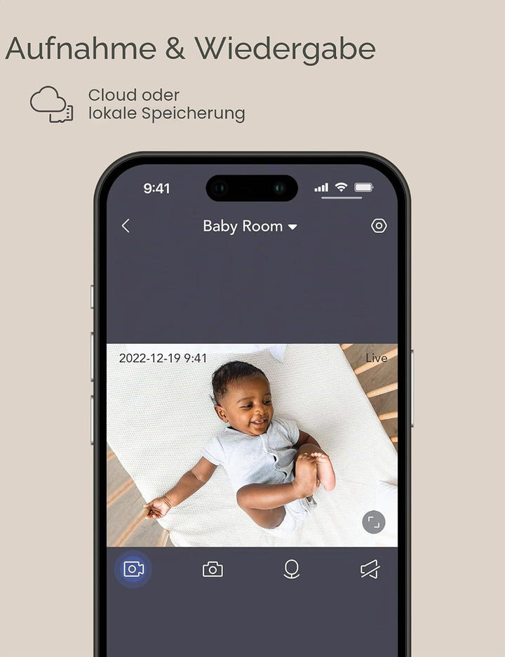 nooie 5G Babyphone mit SD-Karte, 2K Babyphone mit Kamera WiFi Haustierkamera, kabellose 360-Grad IP-