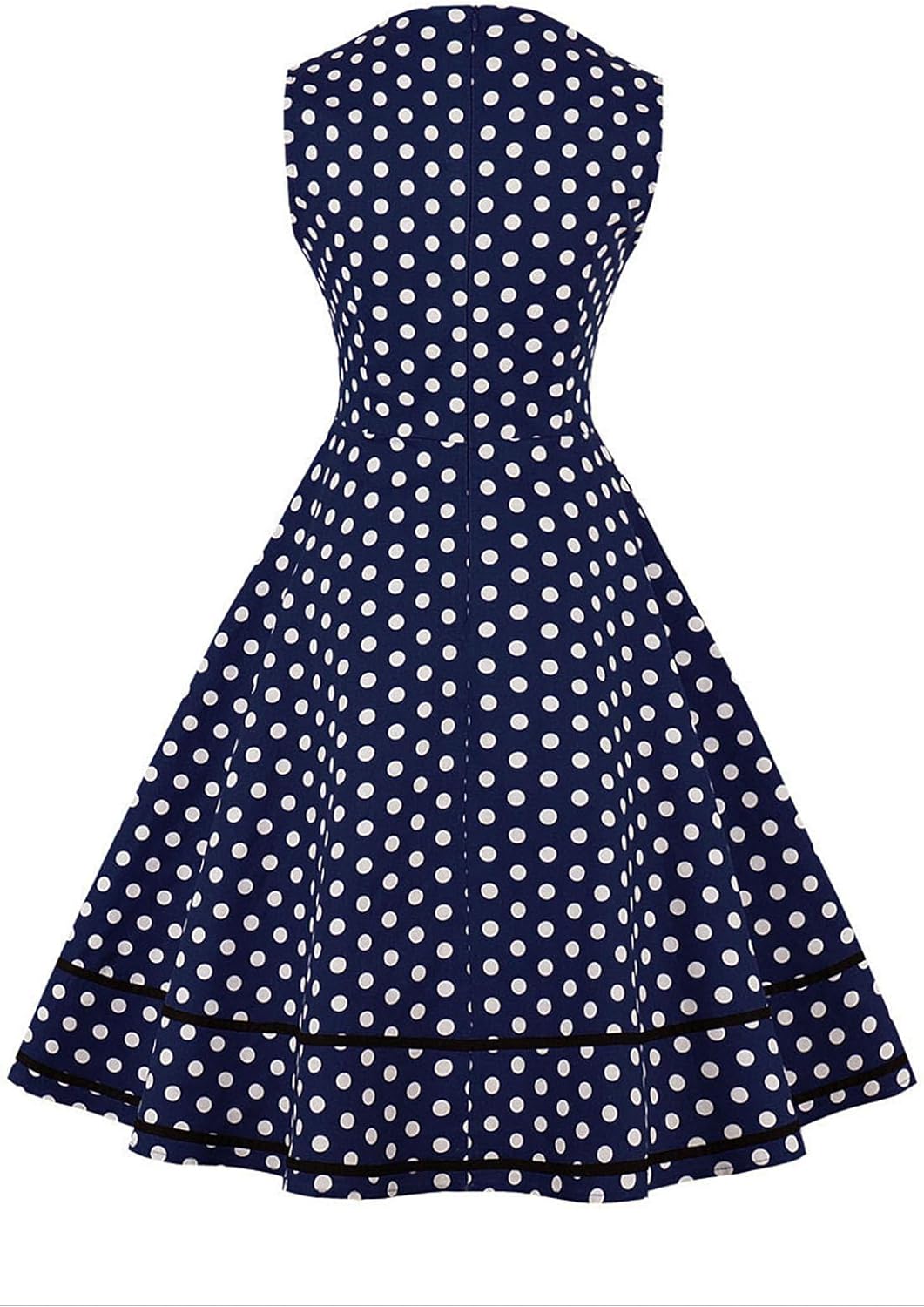 AXOE Damen 60er Jahre Polka Dot Vintage Rockabilly Kleid Abendkleider Navy M, Navy M
