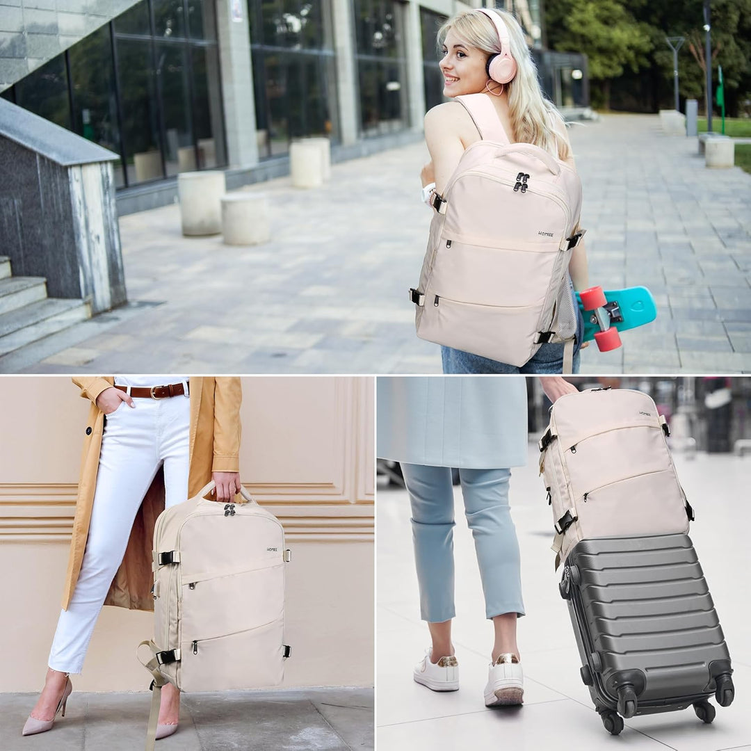 HOMIEE Reiserucksack Damen, 40L Flugzeug Handgepäck Rucksack Lufthansa, 17 Zoll Laptop Rucksack für