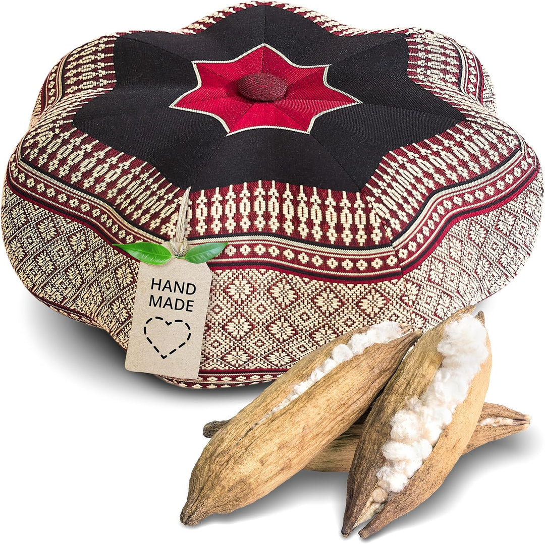 Livasia Meditationskissen Stern, Yogakissen mit Kapok, Pouf, Bodenkissen sternförmig Yoga Zen Medita