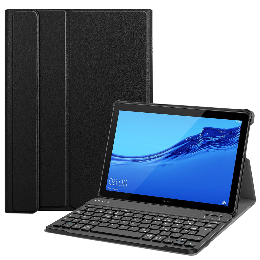 Fintie Bluetooth QWERTZ Tastatur Hülle für Huawei MediaPad T5 10,1 Zoll 25,6 cm - Ständer Schutzhüll