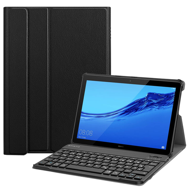 Fintie Bluetooth QWERTZ Tastatur Hülle für Huawei MediaPad T5 10,1 Zoll 25,6 cm - Ständer Schutzhüll