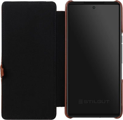 STILGUT Book Case kompatibel mit Google Pixel 7 Hülle aus Leder mit Clip-Verschluss, Lederhülle, Kla