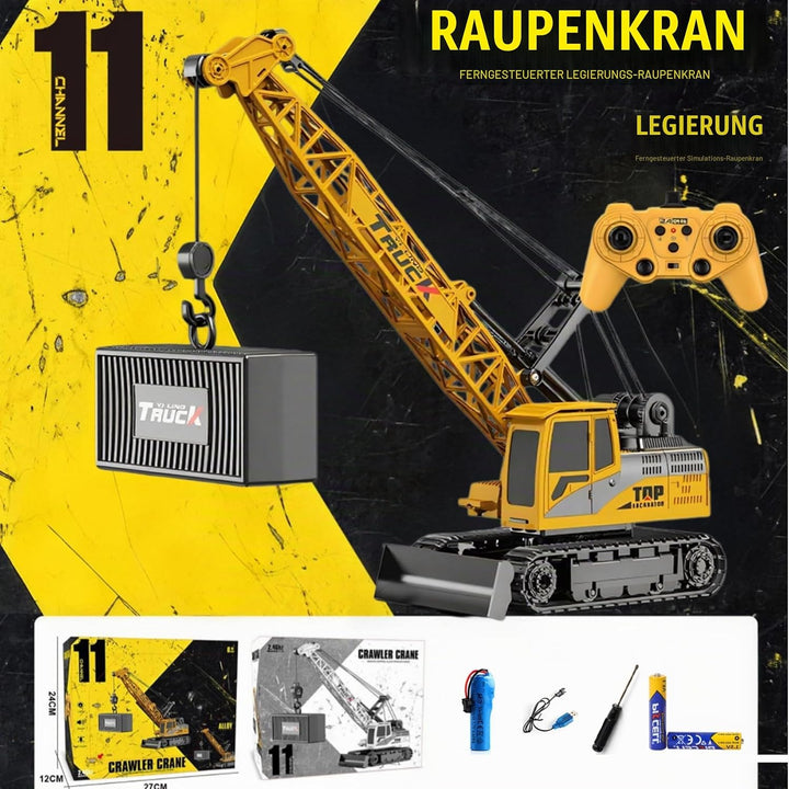Ferngesteuerter Kran, 11 Kanal RC Spielzeugkran Baufahrzeug Spielzeug 1:20 Kranwagen mit Licht &amp; Sou