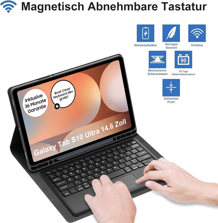 IVEOPPE Tastatur für Samsung Galaxy Tab S10 Ultra 2024, Hülle mit Tastatur Galaxy Tab S10 Ultra/S9 U