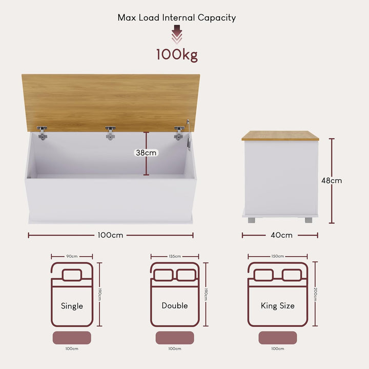 Vida Designs Arlington Spielzeugkiste aus Holz, weiss, mit Deckel, Decken und Decken, für Kinder, We