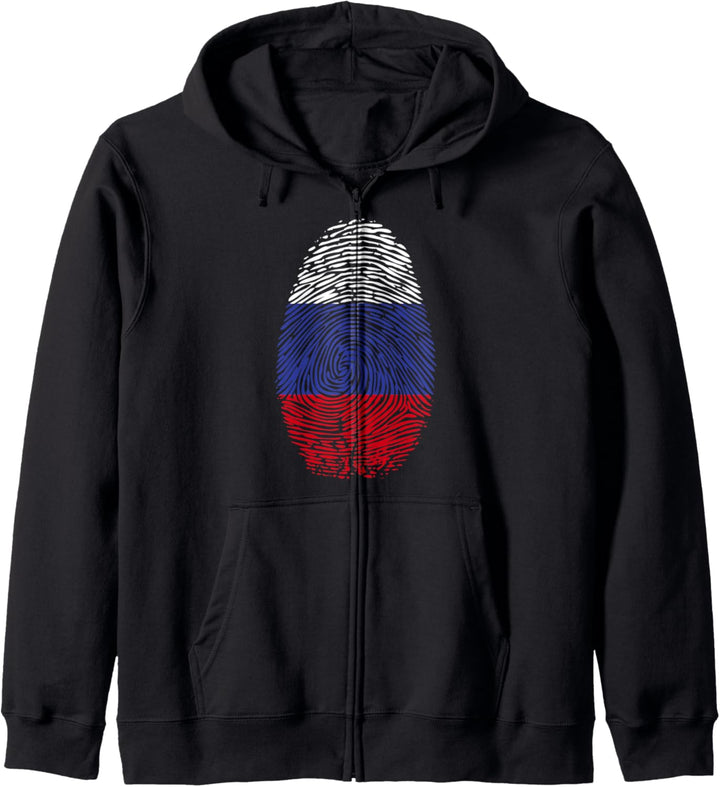 Russische Flagge Fingerabdruck Russland Kapuzenjacke