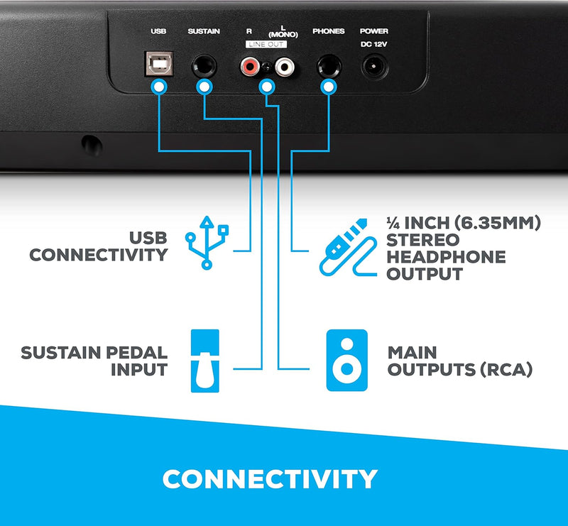 Alesis Recital - 88-Tasten Einsteiger Digital Piano Keyboard mit halbgewichteten Tasten & M-Audio SP