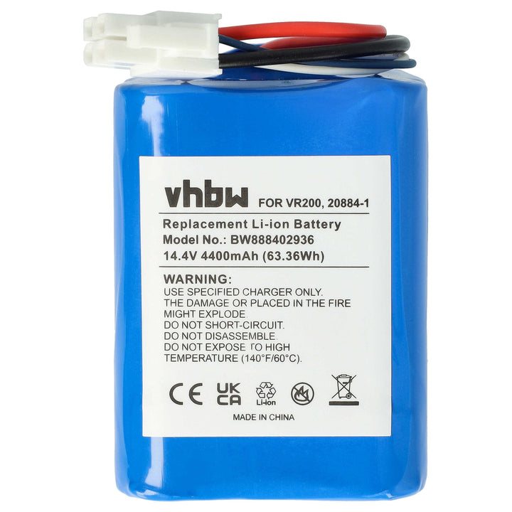 vhbw Akku kompatibel mit Vorwerk Kobold VR200 Saugroboter (4400 mAh, 14,4 V, Li-Ion)