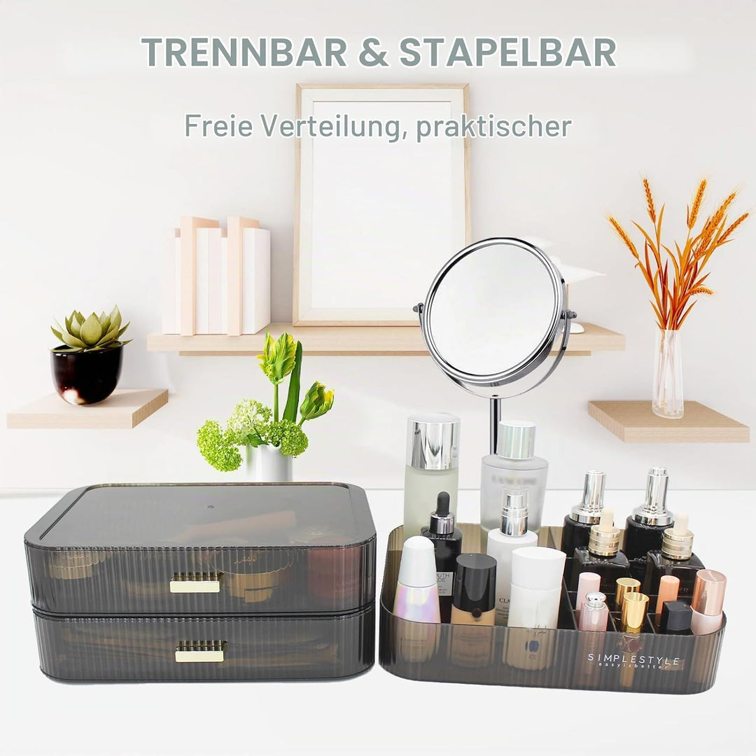 Makeup Organizer mit 2 Schubladen, Kosmetik-Organizer für Schlafzimmer und Bad Eitelkeit Arbeitsplat