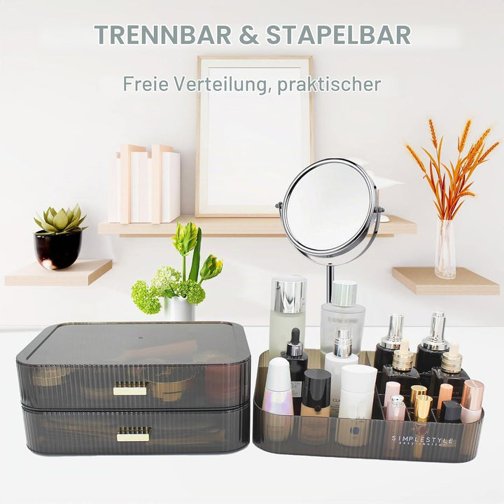 Makeup Organizer mit 2 Schubladen, Kosmetik-Organizer für Schlafzimmer und Bad Eitelkeit Arbeitsplat