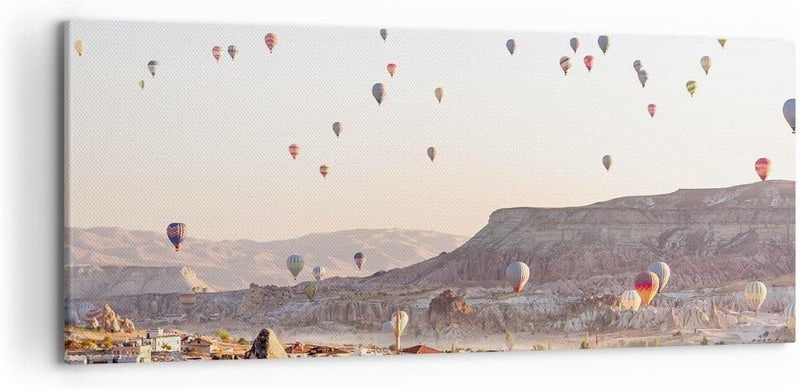 Wandbilder Dekoration Wohnzimmer Berge Ballon Flug Panorama Bilder auf Leinwand 120x50cm Leinwandbil