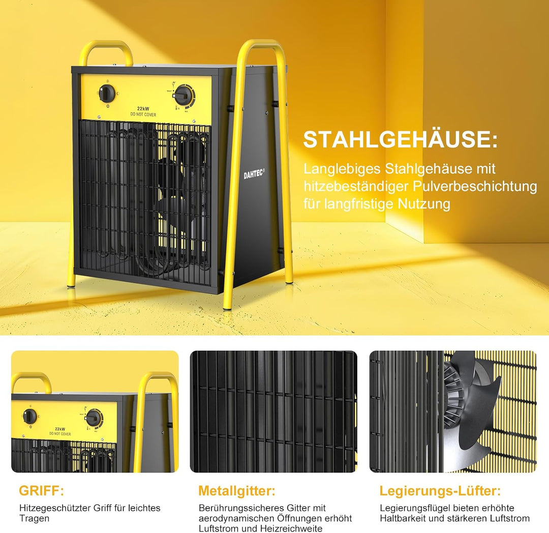 Elektroheizer Heizlüfter Grosse Räume Bauheizer 22kw Elektro Heizstrahler mit Thermostat Elektrisch