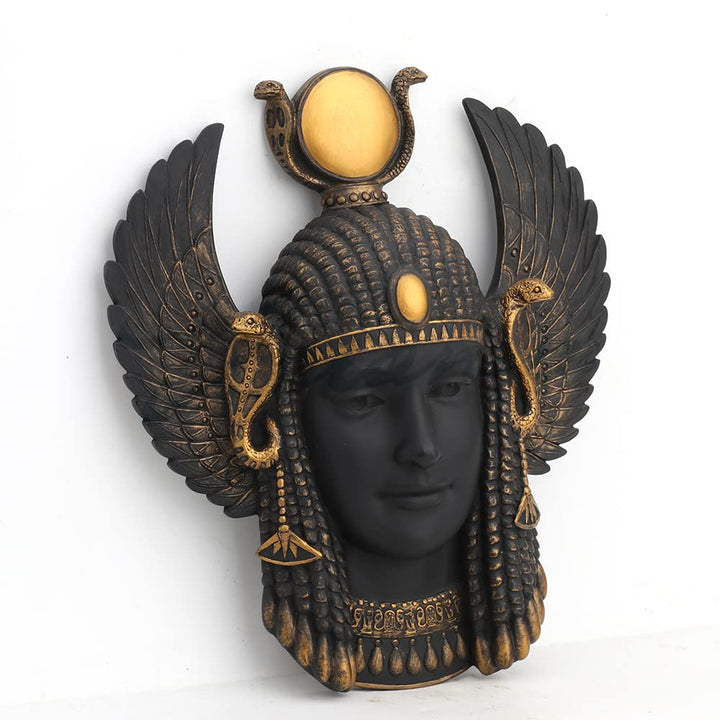 Veronese Design Ägyptische Art Deco Göttin Isis Wandtafel, Kunstharz, Schwarz / goldfarben