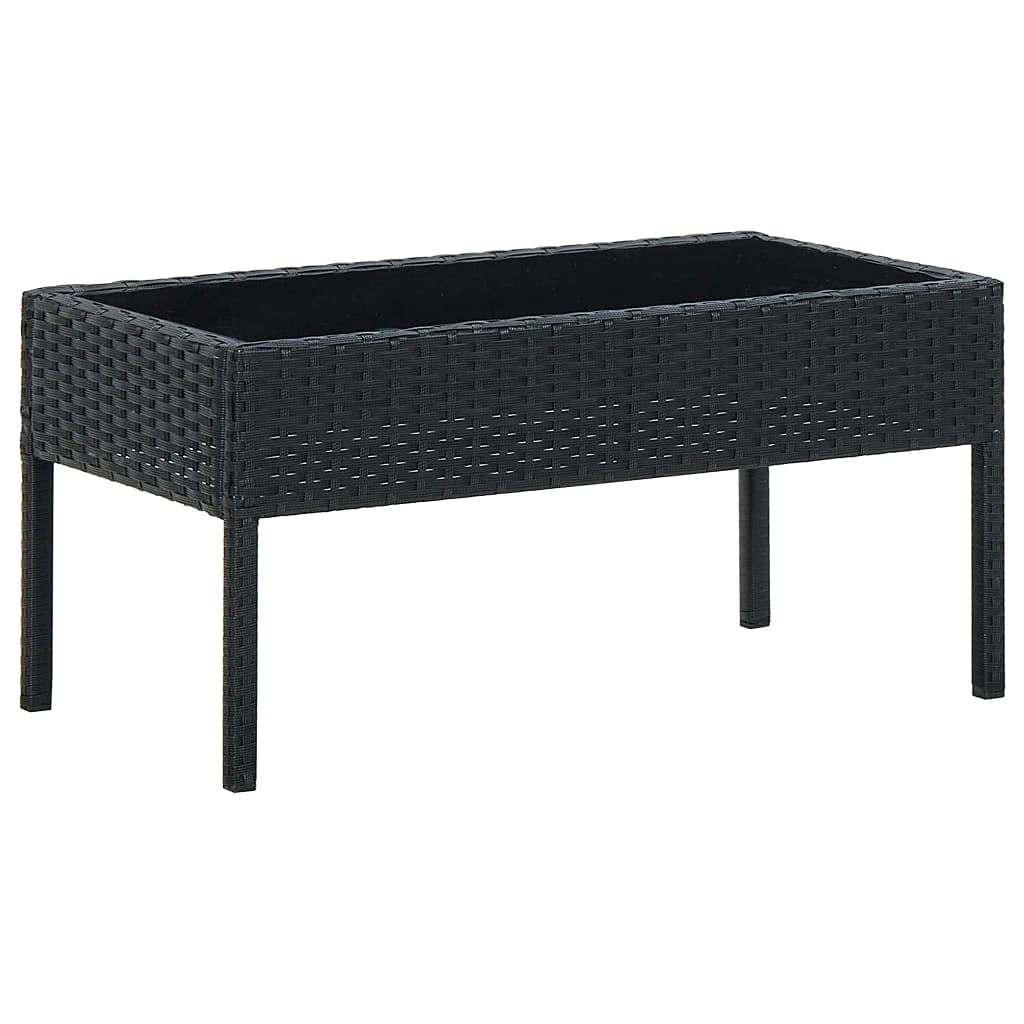 FIRBNUS Teetisch mit Glas Tischplatte 75x40x37 cm Balkontisch Terrassentisch Gartentisch Dining Tabl