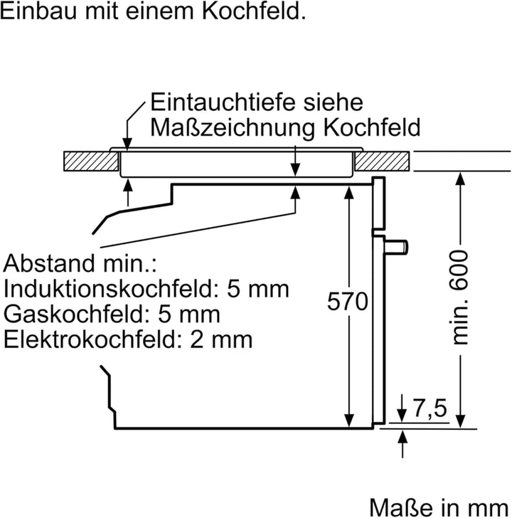 Siemens PQ211KAAB Einbau-Herd-Set iQ300, Integrierbare Herd-Kochfeld-Kombination 60 cm breit, Schnel