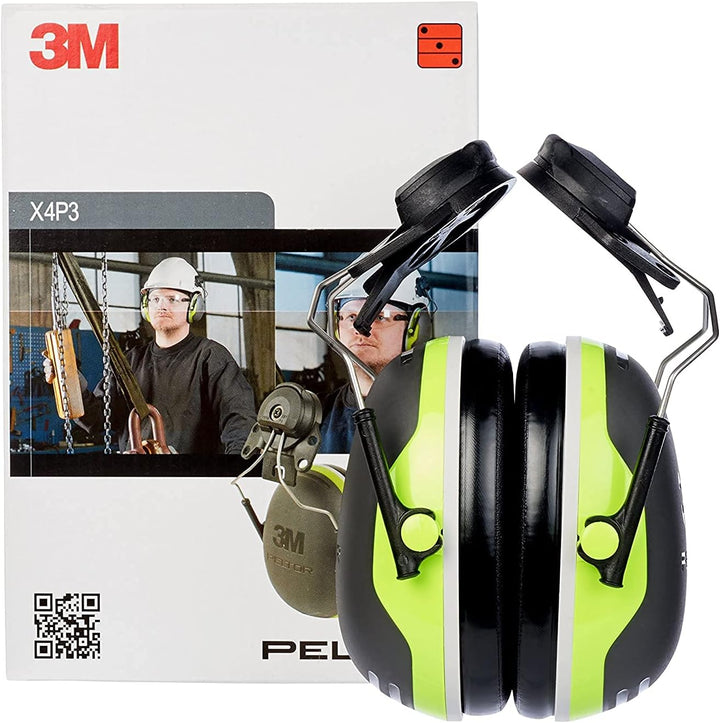 3M Peltor X4 Kapselgehörschutz X4P3E, Helmbefestigung - SNR 32 dB, grün-schwarz Neongrün Kapselgehör