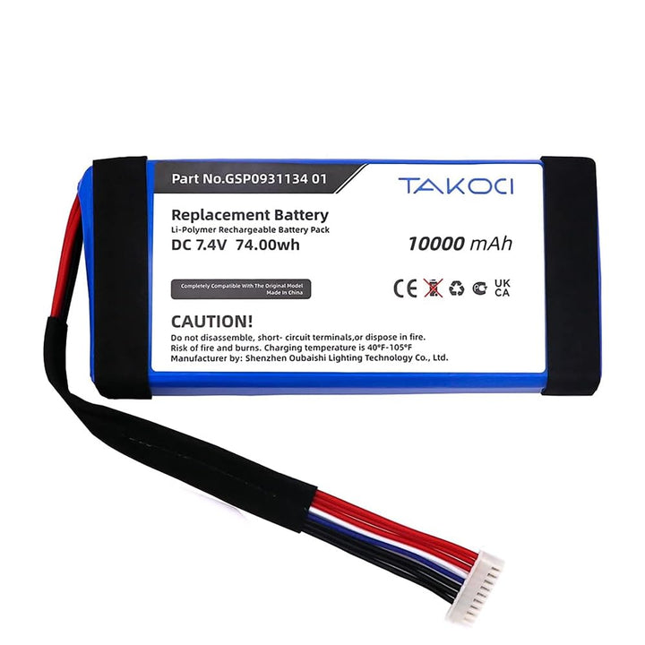AUVTKALL Ersatzakku für Boombox JEM3316 JEM3317 JEM3318 GSP0931134 01 7.4V 10000mAh