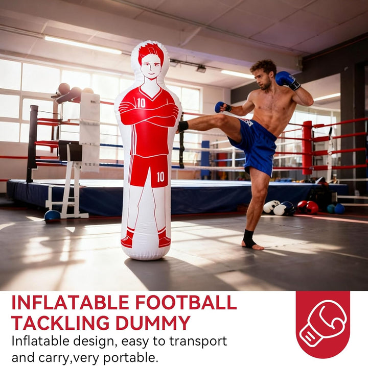 Aufblasbare Fussball Dummy, 40x160CM Fussball Training PVC Aufblasbare Fussballpuppe Boxsack Zum Box