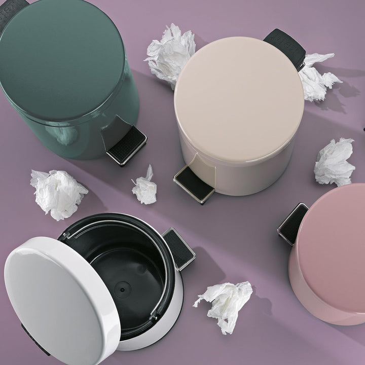 kela Kosmetikeimer grün 3l, Metall Tretmülleimer Badezimmer, Badmülleimer mit Inneneimer und Tragehe