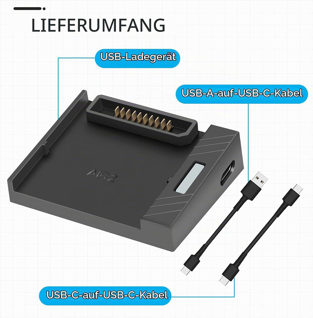 LYONGTECH USB Akku Ladegerät mit PD/QC für DJI Air 2S,Mavic Air 2 Drohne, Raqid Akkuladestation Hub