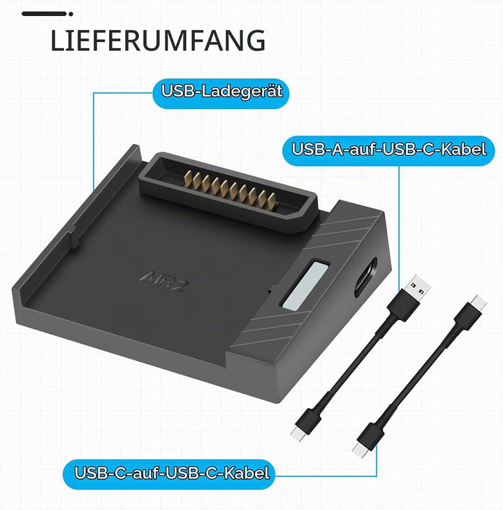 LYONGTECH USB Akku Ladegerät mit PD/QC für DJI Air 2S,Mavic Air 2 Drohne, Raqid Akkuladestation Hub
